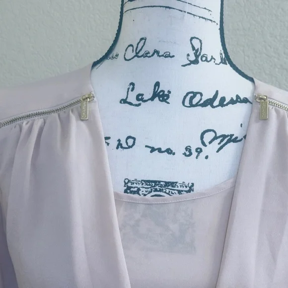 Calvin Klein Light Pink Draped Blouse with Gold Details - Picture 2 of 7
